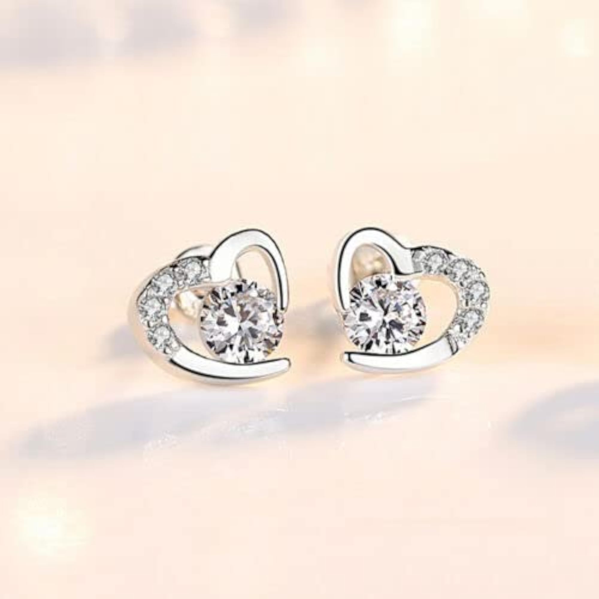 Heart Crystal Stud Earrings, Fancy Studs for Women